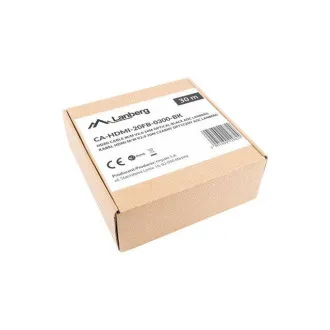 LANBERG Aktives Optisches Kabel High Speed mit Ethernet 2.0, 4K@60Hz, M/M, Länge 30m, schwarz, vergoldete Stecker