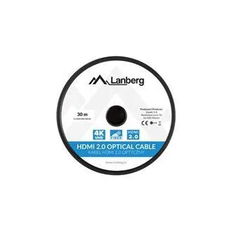 LANBERG Aktives Optisches Kabel High Speed mit Ethernet 2.0, 4K@60Hz, M/M, Länge 30m, schwarz, vergoldete Stecker