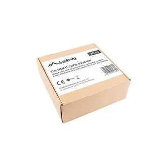LANBERG Aktives Optisches Kabel High Speed mit Ethernet 2.0, 4K@60Hz, M/M, Länge 30m, schwarz, vergoldete Stecker