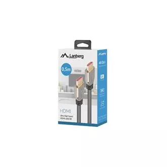 LANBERG Ultra High Speed HDMI 2.1 Kabel, 48 Gbps, 8K@60Hz, 5K@120Hz, Länge 0,5m, schwarz, vergoldete Stecker