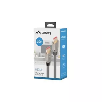 LANBERG Ultra High Speed HDMI 2.1 Kabel, 48 Gbps, 8K@60Hz, 5K@120Hz, 1m Länge, schwarz, vergoldete Stecker