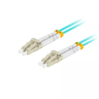 LANBERG optisches Patchkabel MM LC/UPC-LC/UPC duplex 1m LSZH OM3 50/125 Durchmesser 3mm, Farbe cyan