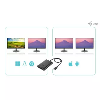 I-tec USB-C Dual 4K/60Hz (einzeln 8K/30Hz) HDMI Video Adapter