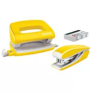 LEITZ Mini Hefter und Locher Set WOW, gelb