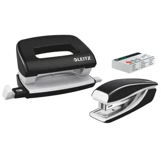 LEITZ Mini Hefter und Locher Set WOW, schwarz LEITZ Mini Hefter und Locher Set WOW, schwarz