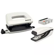 LEITZ Mini Hefter und Locher Set WOW, perlweiß
