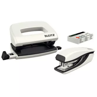 LEITZ Mini Hefter und Locher Set WOW, perlweiß