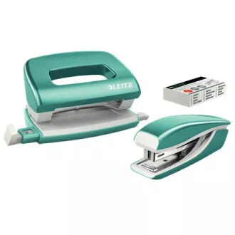 LEITZ Mini Hefter und Locher Set WOW, eisblau
