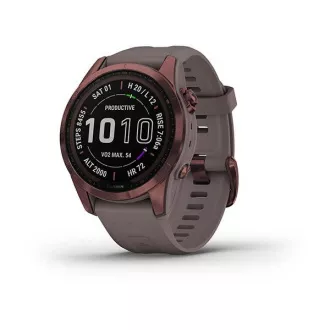 Garmin Fenix 7S PRO Sapphire Solar, Titan dunkel Bronze / Grau Band