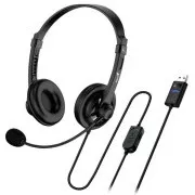 Genius Headset - HS-230U, Headset, kabelgebunden, mit Mikrofon, Lautstärkeregler, Kabellänge 2,4m, USB, schwarz