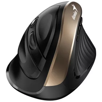 Genius Ergo 8250S, Maus, kabellos, vertikal, 1600DPI, 6 Tasten, geräuschlos, schwarz und gold