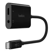 Belkin USB-C Adapter/Hülse 1x USB-C M/ 1x USB-C F Power 60W   1x 3,5mm Klinke, schwarz