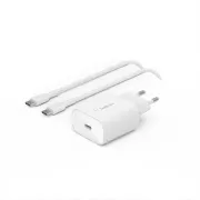 Belkin BOOST CHARGE™ 25W USB-C Power Delivery PPS Wandladegerät   1m USB-C zu USB-C Kabel, Weiß