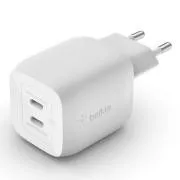Belkin BOOST CHARGE™ Dual 45W USB-C Power Delivery GaN PPS Wandladegerät, Weiß
