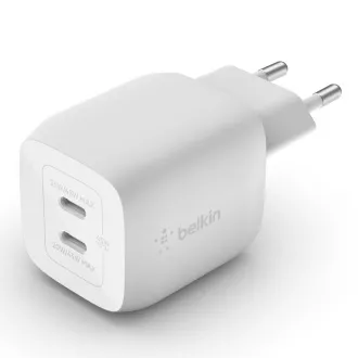 Belkin BOOST CHARGE™ Dual 45W USB-C Power Delivery GaN PPS Wandladegerät, Weiß Belkin BOOST CHARGE™ Dual 45W USB-C Power Delivery GaN PPS Wandladegerät, Weiß