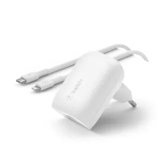 Belkin BOOST CHARGE™ 30W USB-C Power Delivery PPS Wandladegerät 1m USB-C zu Lightning Kabel, Weiß Belkin BOOST CHARGE™ 30W USB-C Power Delivery PPS Wandladegerät 1m USB-C zu Lightning Kabel, Weiß