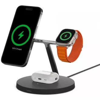 Belkin BOOST CHARGE™ PRO MagSafe 3in1 Drahtloses Aufladen für iPhone/Apple Watch/AirPods, Schwarz - NEW Belkin BOOST CHARGE™ PRO MagSafe 3in1 Drahtloses Aufladen für iPhone/Apple Watch/AirPods, Schwarz - NEW