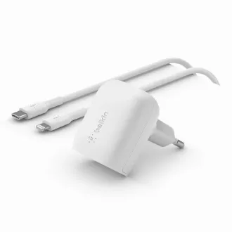 Belkin BOOST CHARGE™ 20W USB-C Power Delivery PPS Wandladegerät 1m USB-C zu Lightning Kabel, Weiß Belkin BOOST CHARGE™ 20W USB-C Power Delivery PPS Wandladegerät 1m USB-C zu Lightning Kabel, Weiß