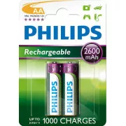 Philips wiederaufladbare Batterien AA 2600mAh, NiMH - 2 St.