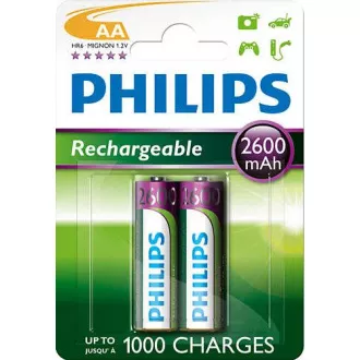 Philips wiederaufladbare Batterien AA 2600mAh, NiMH - 2 St.