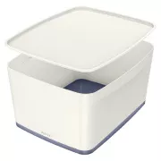 LEITZ Aufbewahrungsbox mit Deckel MyBox, Größe L, weiß/grau