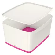 LEITZ Aufbewahrungsbox mit Deckel MyBox, Größe L, weiß/rosa
