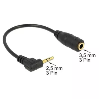 Delock Audio-Stereokabel 2,5 mm Stecker rechteckig auf 3,5 mm Buchse, 3-polig 14 cm