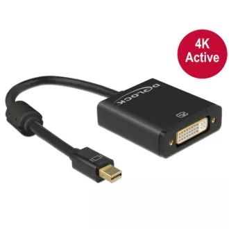 Delock Adapter Mini-DisplayPort 1.2 Stecker > DVI-Buchse 4K, aktiv, schwarz