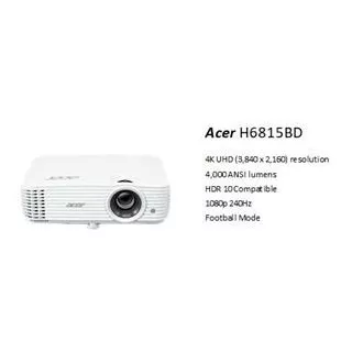 Acer H6815BD DLP/4K UHD 3840x2160/4000 ANSI lm/10.000:1/2xHDMI /repro 1x3W/2,9 Kg