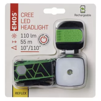 Emos LED wiederaufladbare Stirnlampe P3535, 110 lm, CREE LED   4× SMD