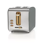 Nedis KABT510EGY - Toaster | 2 breite Löcher | Soft-Touch | Grau
