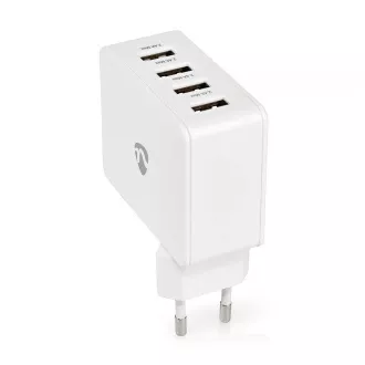 Nedis WCHAU481AWT- Netzladegerät | 24 W | Schnellladefunktion | 4x 2,4 A | 4 Ausgänge | 4x USB-A | Weiß Nedis WCHAU481AWT- Netzladegerät | 24 W | Schnellladefunktion | 4x 2,4 A | 4 Ausgänge | 4x USB-A | Weiß