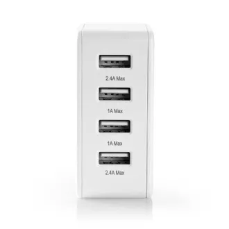 Nedis WCHAU481AWT- Netzladegerät | 24 W | Schnellladefunktion | 4x 2,4 A | 4 Ausgänge | 4x USB-A | Weiß Nedis WCHAU481AWT- Netzladegerät | 24 W | Schnellladefunktion | 4x 2,4 A | 4 Ausgänge | 4x USB-A | Weiß