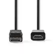 Nedis CCGB37100BK20 - DisplayPort - HDMI Kabel | DisplayPort Stecker - HDMI Stecker | 2 m | Schwarz