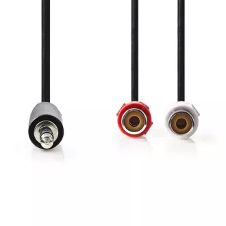 Nedis CAGB22250BK02 - Stereo-Audiokabel | 3,5mm Stecker - 2x RCA Buchse | 0,2 m | Schwarz