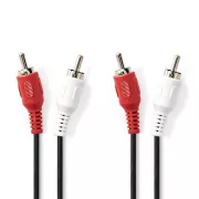 Nedis CAGB24200BK20 - Stereo-Audiokabel | 2x RCA Stecker - 2x RCA Stecker | 2 m | Schwarz