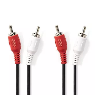 Nedis CAGB24200BK20 - Stereo-Audiokabel | 2x RCA Stecker - 2x RCA Stecker | 2 m | Schwarz