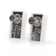 Nedis CSGB40995WT - IEC (Koaxial) Stecker | Stecker   Buchse - gewinkelt | 2 Stück | Weiß
