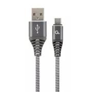 GEMBIRD CABLEXPERT USB 2.0 AM auf Typ-C Kabel (AM/CM), 2m, geflochten, grau und weiß, Blister, PREMIUM QUALITY