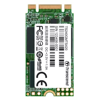 TRANSCEND MTS420S 240GB SSD M.2 2242, SATA III (3D TLC), 500MB/s R, 430MB/s W TRANSCEND MTS420S 240GB SSD M.2 2242, SATA III (3D TLC), 500MB/s R, 430MB/s W