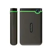TRANSCEND 4TB StoreJet 25M3S SLIM, 2,5", USB 3.0 (3.1 Gen 1) Externes Anti-Shock Laufwerk, schlankes Profil, grau/grün