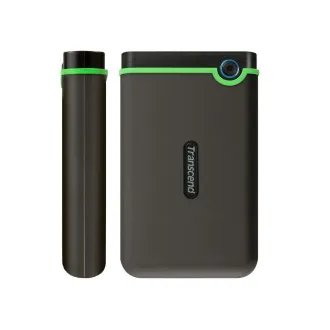 TRANSCEND 4TB StoreJet 25M3S SLIM, 2,5", USB 3.0 (3.1 Gen 1) Externes Anti-Shock Laufwerk, schlankes Profil, grau/grün