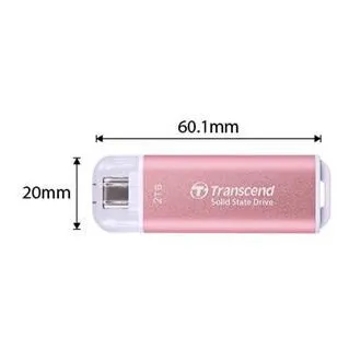 Transcend ESD300P 2TB, Externe SSD, USB 10Gbps, Typ C, 1050MB/R, 950MB/W, rosa