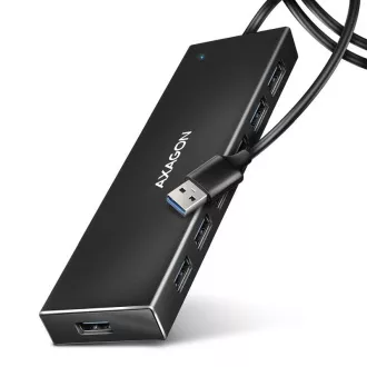 AXAGON HUE-F7A, 7x USB 3.2 Gen 1 ALU FLAT CHARGING Hub, Micro-USB Stromanschluss, 1m USB-A Kabel AXAGON HUE-F7A, 7x USB 3.2 Gen 1 ALU FLAT CHARGING Hub, Micro-USB Stromanschluss, 1m USB-A Kabel