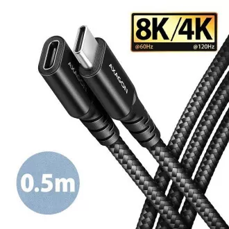 AXAGON BUCM32-CF05AB Verlängerungskabel USB-C (M) <-> USB-C (F), 0.5m, USB 20Gbps, PD 240W 5A, 8K HD, ALU, Geflecht, schwarz AXAGON BUCM32-CF05AB Verlängerungskabel USB-C (M) <-> USB-C (F), 0.5m, USB 20Gbps, PD 240W 5A, 8K HD, ALU, Geflecht, schwarz