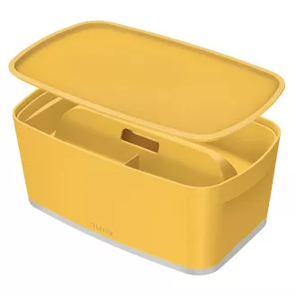 LEITZ Aufbewahrungsbox mit Deckel MyBox Cosy   Organizer mit Griff, Größe S, warmes Gelb