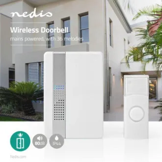 Nedis DOORB223CWT – Set mit kabelloser Türklingel | Netzstromversorgung | 36 Melodien Nedis DOORB223CWT – Set mit kabelloser Türklingel | Netzstromversorgung | 36 Melodien