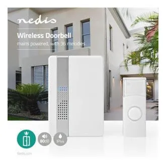 Nedis DOORB223CWT – Set mit kabelloser Türklingel | Netzstromversorgung | 36 Melodien Nedis DOORB223CWT – Set mit kabelloser Türklingel | Netzstromversorgung | 36 Melodien