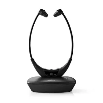 Nedis HPRF010BK - Kabellose TV-Kopfhörer | RF | In-Ear | Akku-Spielzeit: bis zu 4,5 Stunden | 35m | Digital Audio |