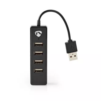 Nedis UHUBU2420BK - Computer Hub | USB-A Stecker | 4x USB A Buchse | 4 Ports | USB 2.0 | USB Power